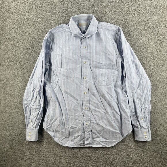 Missoni Dress Shirt Mens Size 16.5 42 Blue White Striped Button Up Long Sleeve - Picture 1 of 5